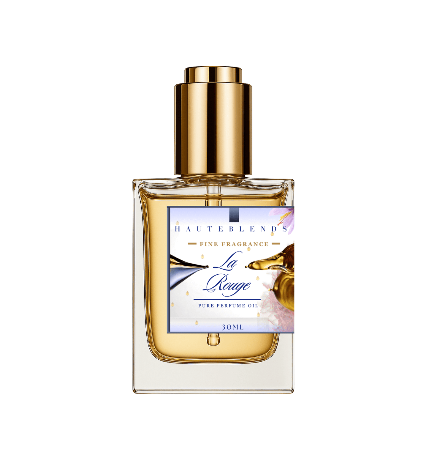 HauteBlends La Rouge Perfume Oil inspired by MFK Baccarat Rouge 540. This oil-based perfume delivers a long-lasting fragrance. Alcohol-free perfume, vegan perfume, and cruelty-free perfume. Wear alone or customized as a fragrance body oil or scented body oil.