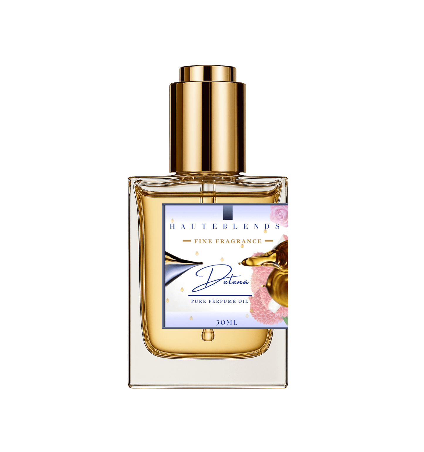 HauteBlends Delena Perfume Oil inspired by Parfums De Marly Delina. This oil-based perfume delivers a long-lasting fragrance. Alcohol-free perfume, vegan perfume, and cruelty-free perfume. Wear alone or customized as a fragrance body oil or scented body oil.