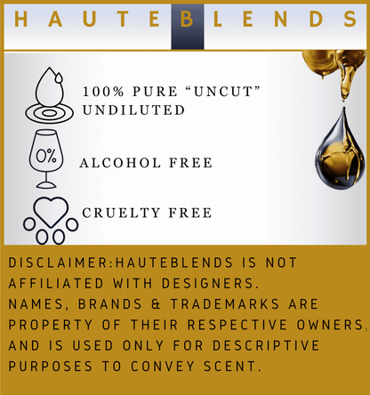HauteBlends  Perfume Oil inspired by Designer Fragrances is an alcohol-free perfume, cruelty-free perfume, vegan perfume, and paraben-free perfume. This long-lasting oil-based perfume is perfect worn alone or customized as a fragrance body oil or scented body oil. Wear alone or customized as a fragrance body oil or scented body oil. FTC disclaimer included.