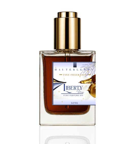HauteBlends Liberty Intense perfume oil. Oil based perfume with long lasting fragrance. This fragrance body oil is alcohol free perfume, vegan perfume, cruelty free perfume, and inspired by YSL Libre Intense. Wear alone or customized as a fragrance body oil or scented body oil.