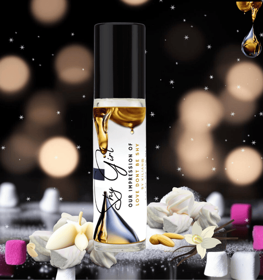 HauteBlends Shy Girl Perfume Oil inspired by Kilian Love Don’t Be Shy. This oil-based perfume delivers a long-lasting fragrance. Alcohol-free perfume, vegan perfume, and cruelty-free perfume. Wear alone or customized as a fragrance body oil or scented body oil.