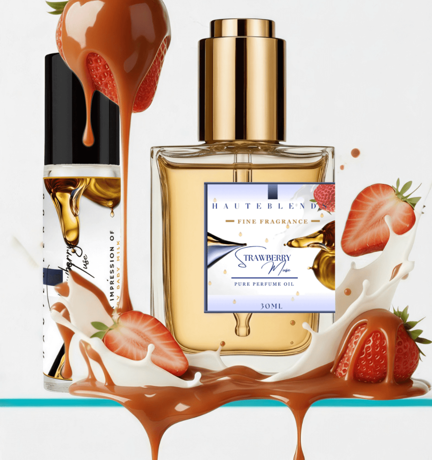 HauteBlends Strawberry Milk Perfume Oil inspired by Cry Baby Milk by Melanie Martinez. This oil-based perfume delivers a long-lasting fragrance. Alcohol-free perfume, vegan perfume, and cruelty-free perfume. Wear alone or customized as a fragrance body oil or scented body oil.