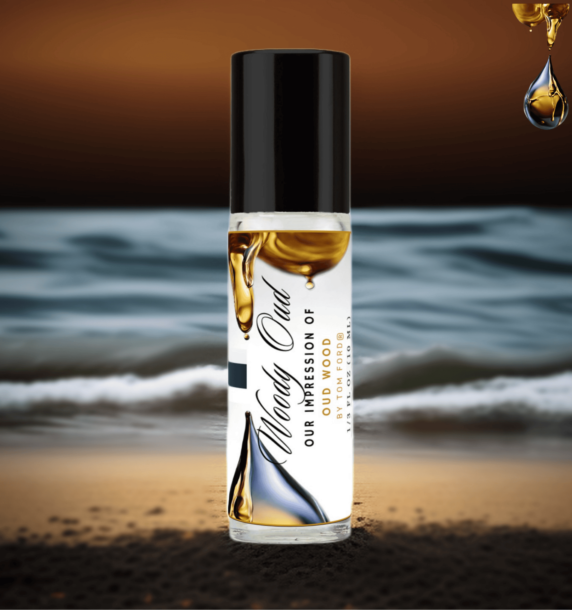 HauteBlends Woody Oud Perfume Oil inspired by Tom Ford Oud Wood. This oil based perfume delivers a long lasting fragrance. Alcohol free perfume, vegan perfume, and cruelty free perfume. Wear alone or customized as a fragrance body oil or scented body oil.